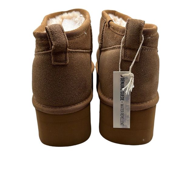 CUSHIONAIRE Women's Genuine Suede pull on platform boot 8 CHESTNUT - Picture 4 of 7